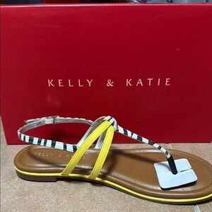 Kelly & Katie Yellow and Black Strappy Sandals